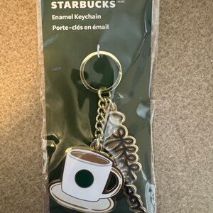 Starbucks Collectible Coffees Cup Keychain White and Gold Coffee Person funny